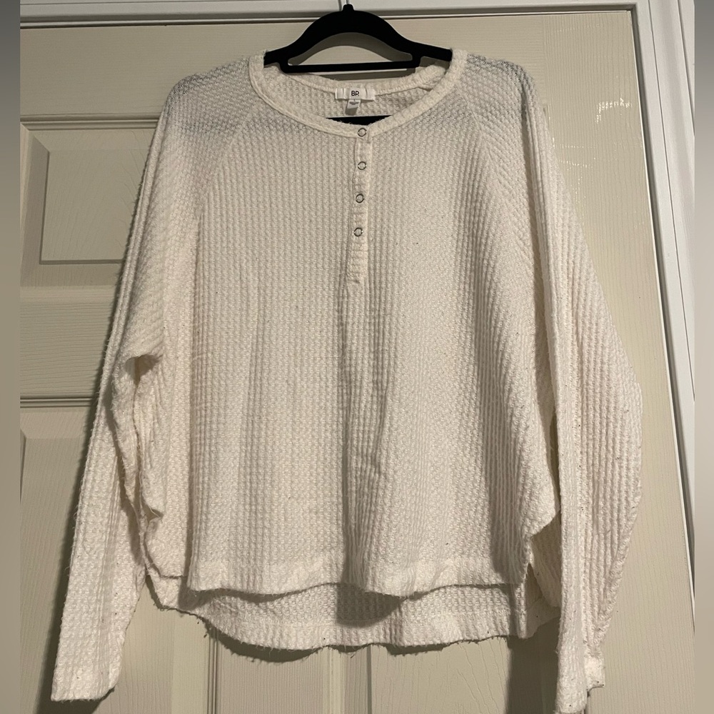 BP white long sleeve shirt with quarter button
